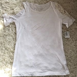 NWT - White Top with Crochet Sleeves